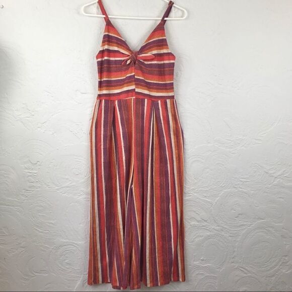 Eyeshadow purple/orange/cream striped romper-L  - Picture 3 of 8